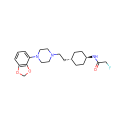 O=C(CF)N[C@H]1CC[C@H](CCN2CCN(c3cccc4c3OCO4)CC2)CC1 ZINC000261149410