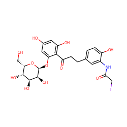 O=C(CI)Nc1cc(CCC(=O)c2c(O)cc(O)cc2O[C@@H]2O[C@@H](CO)[C@@H](O)[C@H](O)[C@@H]2O)ccc1O ZINC000029407319