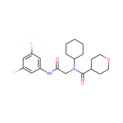 O=C(CN(C(=O)C1CCOCC1)C1CCCCC1)Nc1cc(F)cc(F)c1 ZINC000072123095