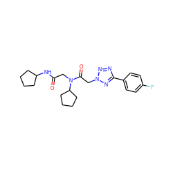 O=C(CN(C(=O)Cn1nnc(-c2ccc(F)cc2)n1)C1CCCC1)NC1CCCC1 ZINC000004161191