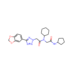 O=C(CN(C(=O)Cn1nnc(-c2ccc3c(c2)OCO3)n1)C1CCCCC1)NC1CCCC1 ZINC000095755374