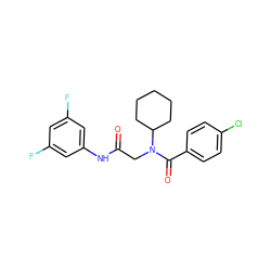 O=C(CN(C(=O)c1ccc(Cl)cc1)C1CCCCC1)Nc1cc(F)cc(F)c1 ZINC000072141122