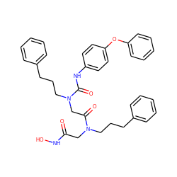 O=C(CN(CCCc1ccccc1)C(=O)CN(CCCc1ccccc1)C(=O)Nc1ccc(Oc2ccccc2)cc1)NO ZINC000026672421