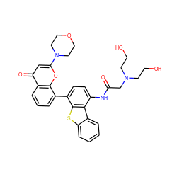 O=C(CN(CCO)CCO)Nc1ccc(-c2cccc3c(=O)cc(N4CCOCC4)oc23)c2sc3ccccc3c12 ZINC000101696496