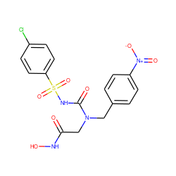 O=C(CN(Cc1ccc([N+](=O)[O-])cc1)C(=O)NS(=O)(=O)c1ccc(Cl)cc1)NO ZINC000013808305