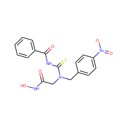 O=C(CN(Cc1ccc([N+](=O)[O-])cc1)C(=S)NC(=O)c1ccccc1)NO ZINC000013808327