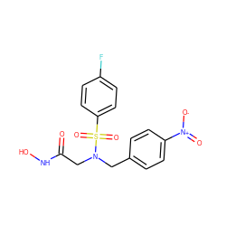 O=C(CN(Cc1ccc([N+](=O)[O-])cc1)S(=O)(=O)c1ccc(F)cc1)NO ZINC000013808255