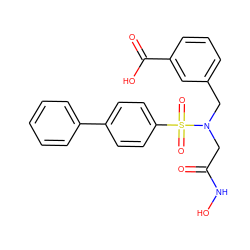 O=C(CN(Cc1cccc(C(=O)O)c1)S(=O)(=O)c1ccc(-c2ccccc2)cc1)NO ZINC001772638377