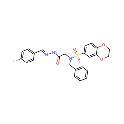 O=C(CN(Cc1ccccc1)S(=O)(=O)c1ccc2c(c1)OCCO2)N/N=C/c1ccc(F)cc1 ZINC000002900306