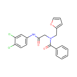 O=C(CN(Cc1ccco1)C(=O)c1ccccc1)Nc1ccc(Cl)c(Cl)c1 ZINC000004906209