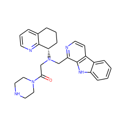 O=C(CN(Cc1nccc2c1[nH]c1ccccc12)[C@H]1CCCc2cccnc21)N1CCNCC1 ZINC000208473648