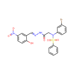 O=C(CN(c1cccc(Br)c1)S(=O)(=O)c1ccccc1)N/N=C/c1cc([N+](=O)[O-])ccc1O ZINC000070463043