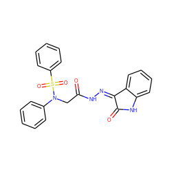 O=C(CN(c1ccccc1)S(=O)(=O)c1ccccc1)N/N=C1\C(=O)Nc2ccccc21 ZINC000000829980