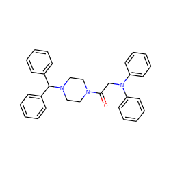 O=C(CN(c1ccccc1)c1ccccc1)N1CCN(C(c2ccccc2)c2ccccc2)CC1 ZINC000045367538