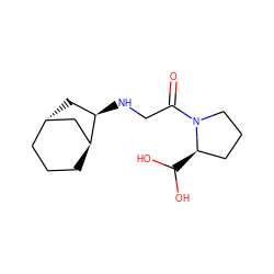 O=C(CN[C@@H]1C[C@H]2CCC[C@H]1C2)N1CCC[C@H]1C(O)O ZINC000169359401