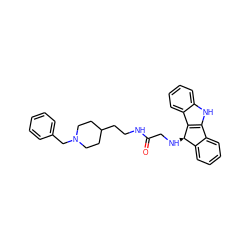 O=C(CN[C@@H]1c2ccccc2-c2[nH]c3ccccc3c21)NCCC1CCN(Cc2ccccc2)CC1 ZINC000014946295