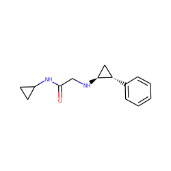 O=C(CN[C@H]1C[C@@H]1c1ccccc1)NC1CC1 ZINC000044677166