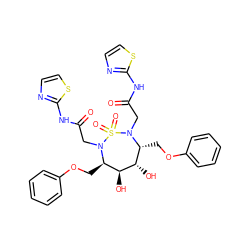 O=C(CN1[C@H](COc2ccccc2)[C@H](O)[C@@H](O)[C@@H](COc2ccccc2)N(CC(=O)Nc2nccs2)S1(=O)=O)Nc1nccs1 ZINC000027618082