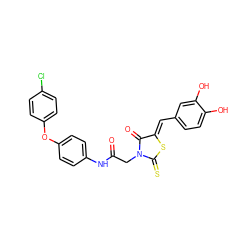 O=C(CN1C(=O)/C(=C/c2ccc(O)c(O)c2)SC1=S)Nc1ccc(Oc2ccc(Cl)cc2)cc1 ZINC000299840731