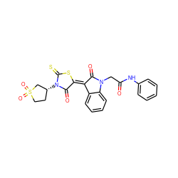 O=C(CN1C(=O)/C(=C2\SC(=S)N([C@@H]3CCS(=O)(=O)C3)C2=O)c2ccccc21)Nc1ccccc1 ZINC000013122660