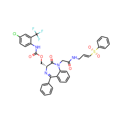 O=C(CN1C(=O)[C@@H](COC(=O)Nc2ccc(Cl)cc2C(F)(F)F)N=C(c2ccccc2)c2ccccc21)NC/C=C/S(=O)(=O)c1ccccc1 ZINC000029134999