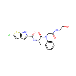 O=C(CN1C(=O)[C@@H](NC(=O)c2cc3cc(Cl)sc3[nH]2)Cc2ccccc21)NCCO ZINC000028818268