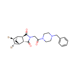 O=C(CN1C(=O)[C@H]2[C@H](C1=O)[C@H]1C[C@H]2[C@H](Br)[C@H]1Br)N1CCN(Cc2ccccc2)CC1 ZINC000102659096