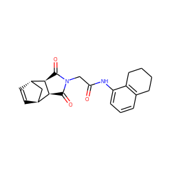 O=C(CN1C(=O)[C@H]2[C@H]3C=C[C@@H](C3)[C@H]2C1=O)Nc1cccc2c1CCCC2 ZINC000100813958