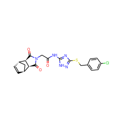 O=C(CN1C(=O)[C@H]2[C@H]3C=C[C@@H](C3)[C@H]2C1=O)Nc1nc(SCc2ccc(Cl)cc2)n[nH]1 ZINC000101656196