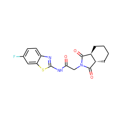 O=C(CN1C(=O)[C@H]2CCCC[C@@H]2C1=O)Nc1nc2ccc(F)cc2s1 ZINC000012895364