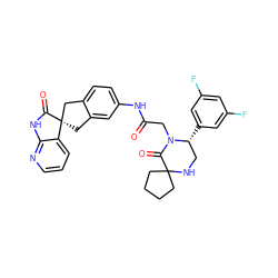 O=C(CN1C(=O)C2(CCCC2)NC[C@H]1c1cc(F)cc(F)c1)Nc1ccc2c(c1)C[C@@]1(C2)C(=O)Nc2ncccc21 ZINC000043203371