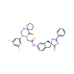 O=C(CN1C(=O)C2(CCCC2)NC[C@H]1c1cc(F)cc(F)c1)Nc1ccc2c(c1)C[C@@]1(C2)NC(c2ccccc2)=NC1=O ZINC000068198646