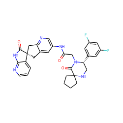 O=C(CN1C(=O)C2(CCCC2)NC[C@H]1c1cc(F)cc(F)c1)Nc1cnc2c(c1)C[C@@]1(C2)C(=O)Nc2ncccc21 ZINC000084710973