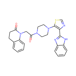 O=C(CN1C(=O)CCc2ccccc21)N1CCN(c2scnc2-c2nc3ccccc3[nH]2)CC1 ZINC000143651013