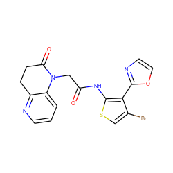 O=C(CN1C(=O)CCc2ncccc21)Nc1scc(Br)c1-c1ncco1 ZINC000072179292