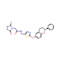 O=C(CN1C(=O)CNC1=O)NCc1cnc(Oc2ccc3c(c2)CC[C@@H](c2ccccc2)O3)s1 ZINC000145489057