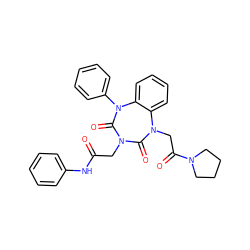 O=C(CN1C(=O)N(CC(=O)N2CCCC2)c2ccccc2N(c2ccccc2)C1=O)Nc1ccccc1 ZINC000029062000