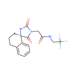 O=C(CN1C(=O)N[C@@]2(CCCc3ccccc32)C1=O)NCC(F)(F)F ZINC000002624002