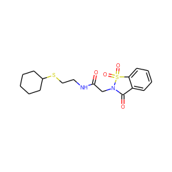 O=C(CN1C(=O)c2ccccc2S1(=O)=O)NCCSC1CCCCC1 ZINC000002395683