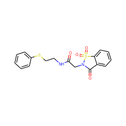 O=C(CN1C(=O)c2ccccc2S1(=O)=O)NCCSc1ccccc1 ZINC000002427844