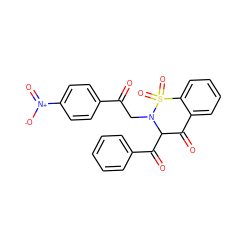 O=C(CN1C(C(=O)c2ccccc2)C(=O)c2ccccc2S1(=O)=O)c1ccc([N+](=O)[O-])cc1 ZINC000100649859