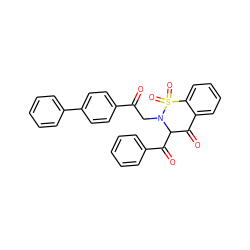 O=C(CN1C(C(=O)c2ccccc2)C(=O)c2ccccc2S1(=O)=O)c1ccc(-c2ccccc2)cc1 ZINC000027904013