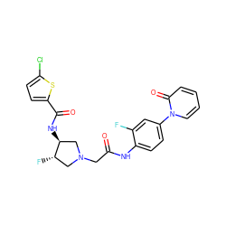 O=C(CN1C[C@H](F)[C@@H](NC(=O)c2ccc(Cl)s2)C1)Nc1ccc(-n2ccccc2=O)cc1F ZINC000038995982