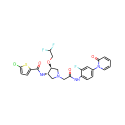 O=C(CN1C[C@H](NC(=O)c2ccc(Cl)s2)[C@@H](OCC(F)F)C1)Nc1ccc(-n2ccccc2=O)cc1F ZINC000056834523