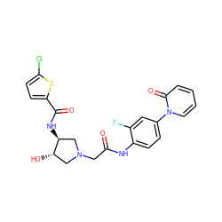 O=C(CN1C[C@H](O)[C@@H](NC(=O)c2ccc(Cl)s2)C1)Nc1ccc(-n2ccccc2=O)cc1F ZINC000038995983