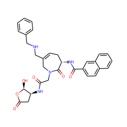 O=C(CN1CC(CNCc2ccccc2)=CC[C@H](NC(=O)c2ccc3ccccc3c2)C1=O)N[C@H]1CC(=O)O[C@H]1O ZINC000028713447