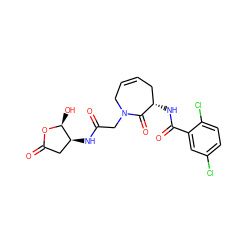 O=C(CN1CC=CC[C@H](NC(=O)c2cc(Cl)ccc2Cl)C1=O)N[C@H]1CC(=O)O[C@H]1O ZINC000028713435