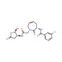 O=C(CN1CC=CC[C@H](NC(=O)c2cccc(Cl)c2)C1=O)N[C@H]1CC(=O)O[C@H]1O ZINC000028713431