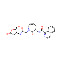 O=C(CN1CC=CC[C@H](NC(=O)c2nccc3ccccc23)C1=O)N[C@H]1CC(=O)O[C@H]1O ZINC000003928254