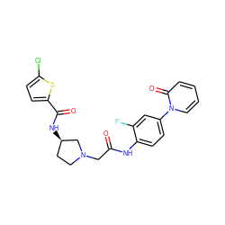 O=C(CN1CC[C@@H](NC(=O)c2ccc(Cl)s2)C1)Nc1ccc(-n2ccccc2=O)cc1F ZINC000043019461